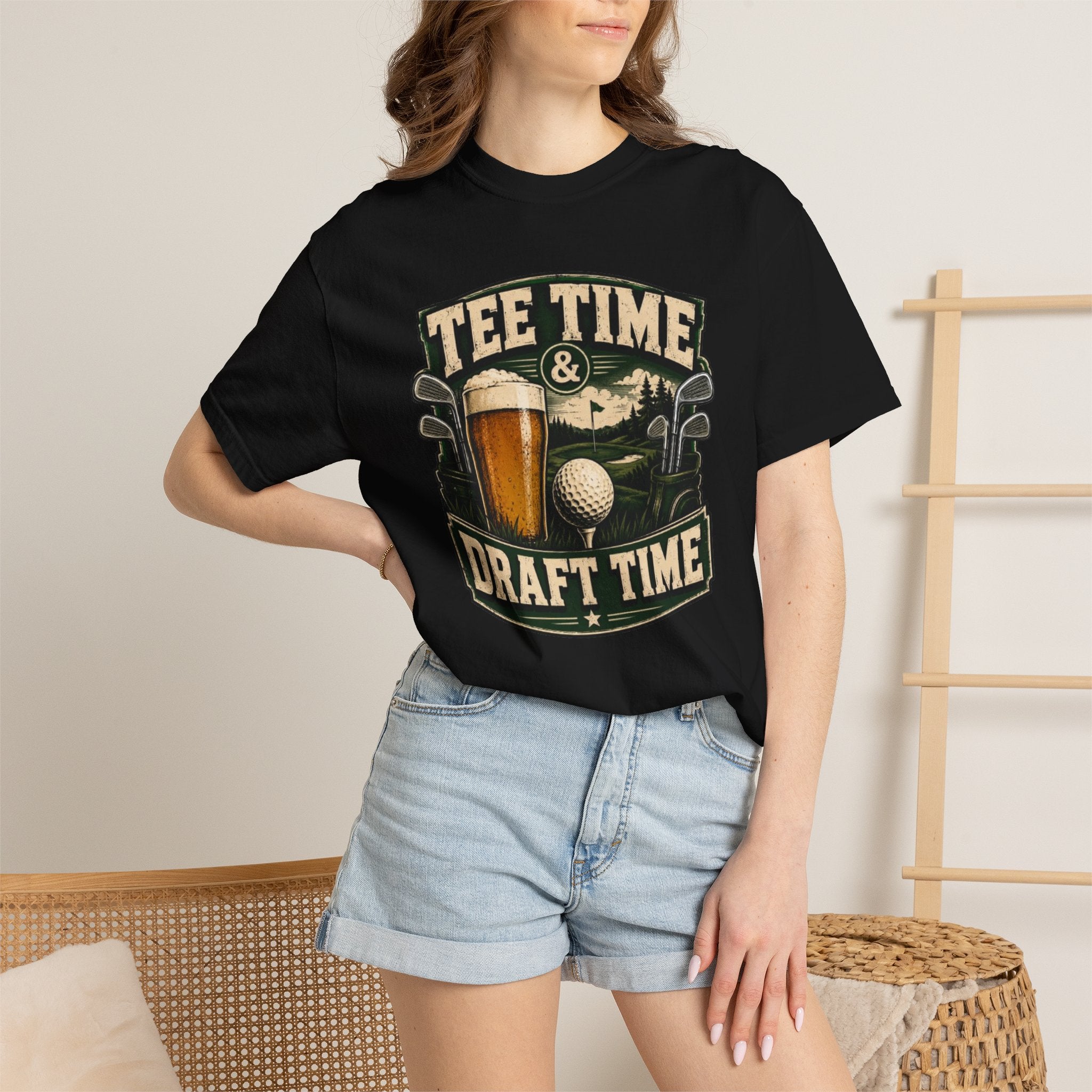 Tee Time & Draft Time Golf Beer T‑Shirt