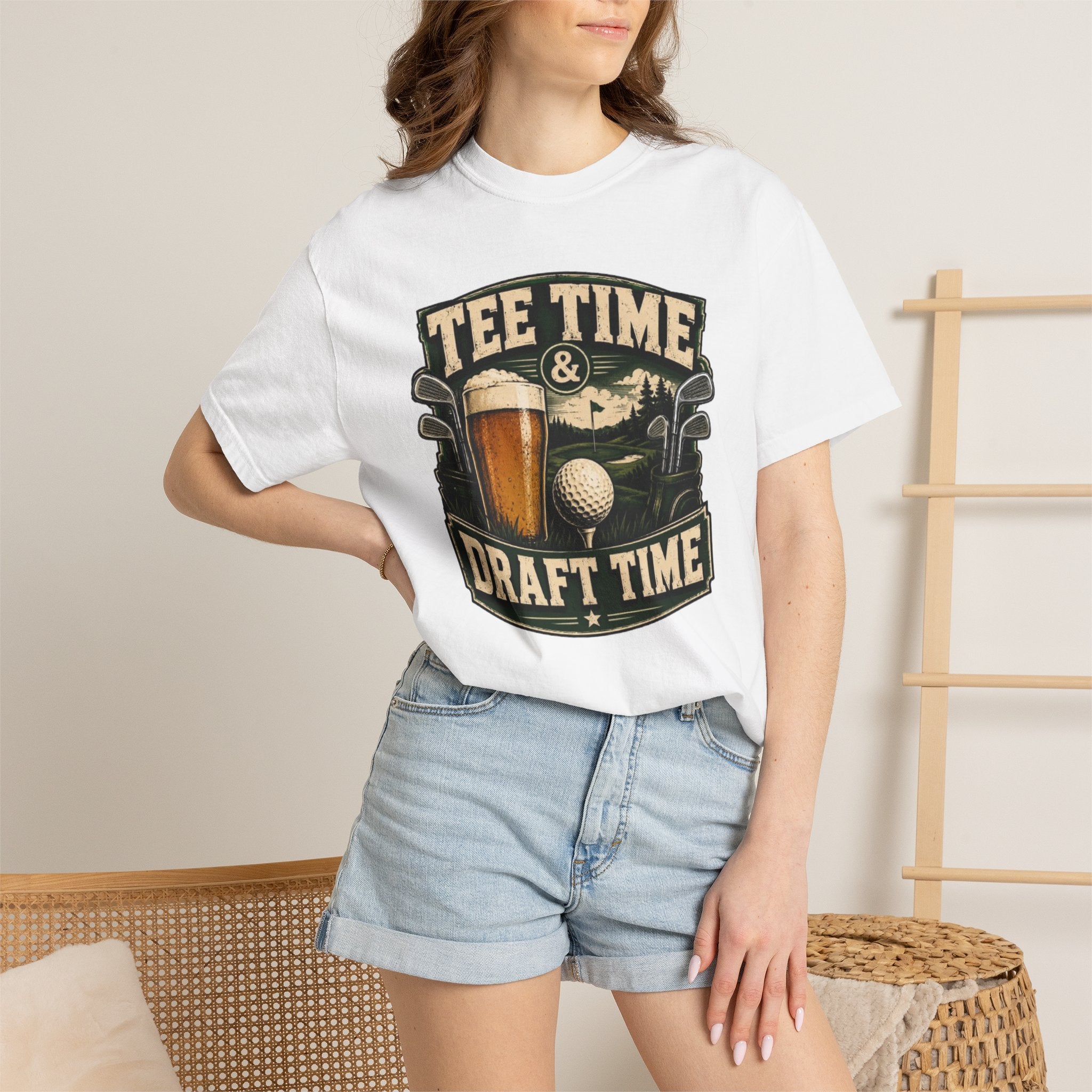 Tee Time & Draft Time Golf Beer T‑Shirt
