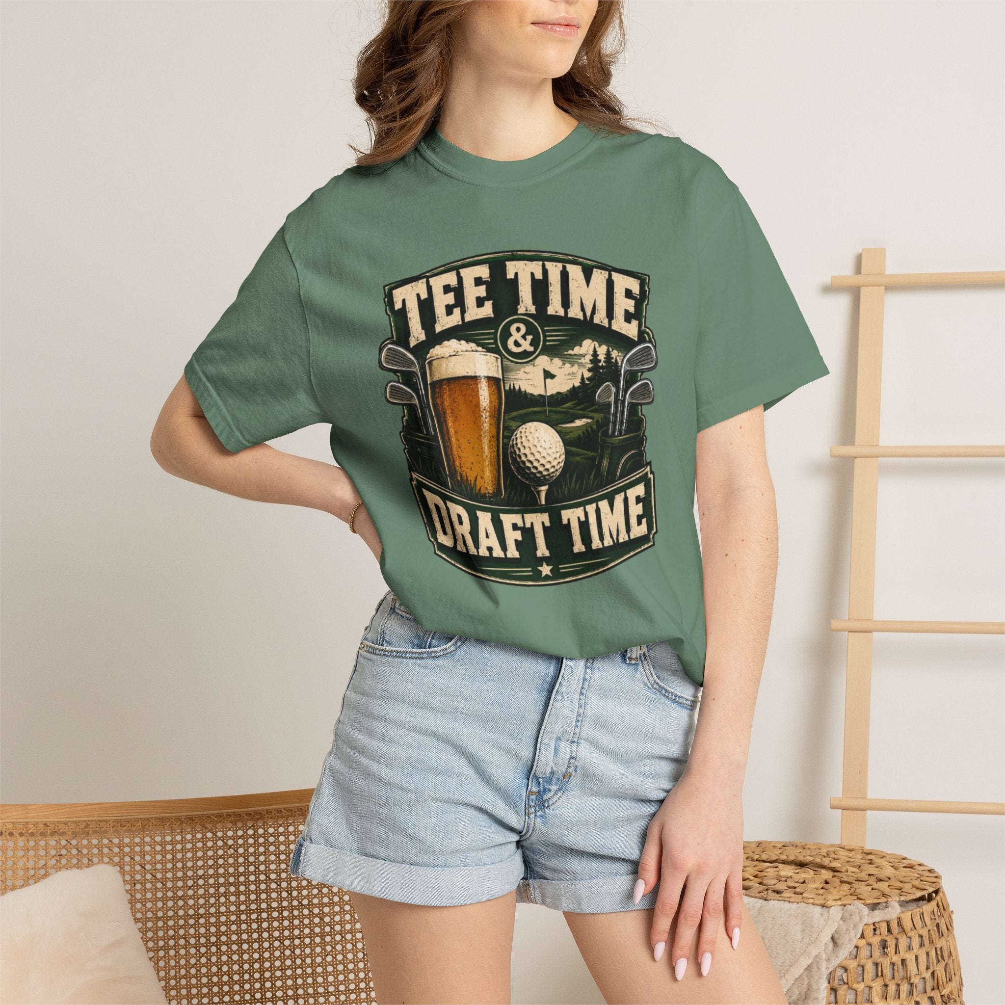 Tee Time & Draft Time Golf Beer T‑Shirt